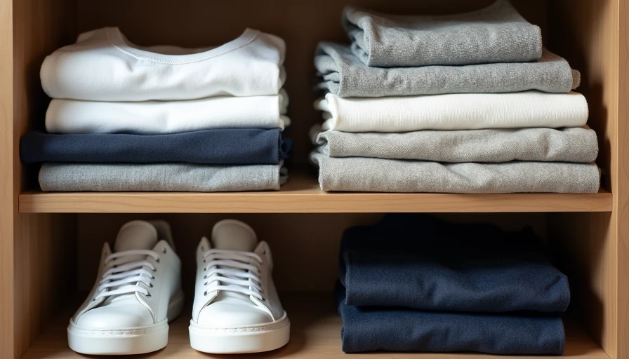 Organized closet with well-fitted tees, chinos and overshirt showing smarter buying habits