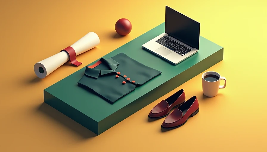 Visual context for transitioning from college to professional casual dressing